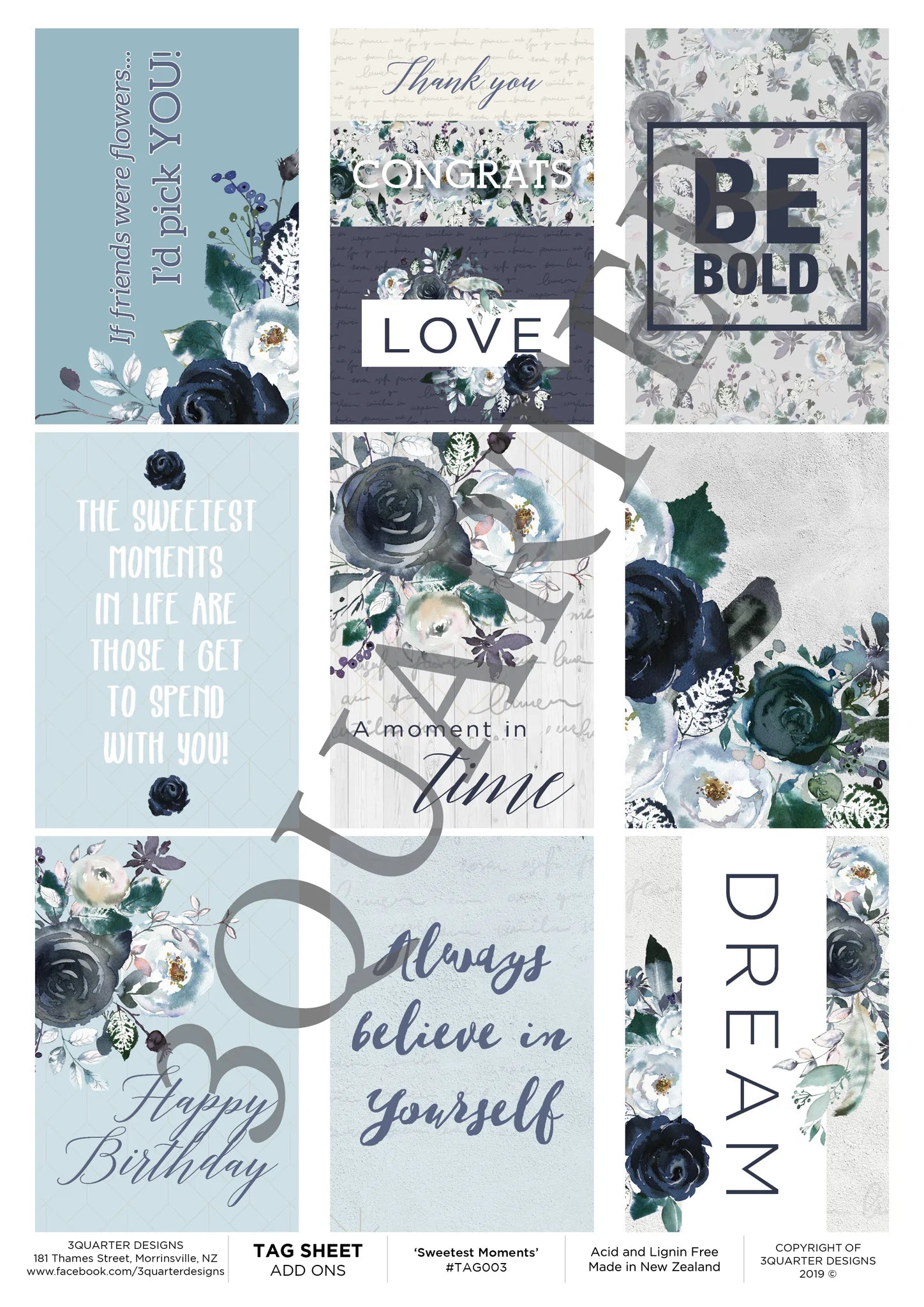 3Quarter Designs - Tag Sheet - Sweetest Moments