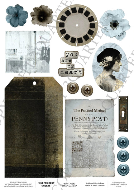 3Quarter Designs Vintage Mini Project Sheet