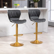 Maxi Counter Height Bar Stools Set of 2-Adjustable Height and Swivel Seat-Black/Gold