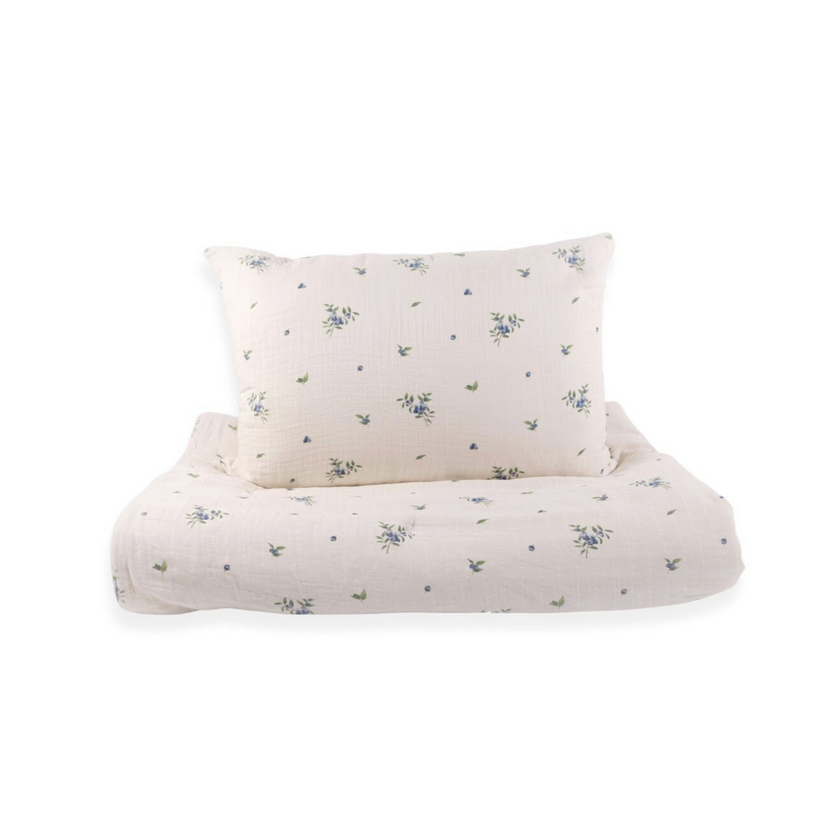 Organic Cotton Muslin Comforter & Pillowcase Set - Blueberry