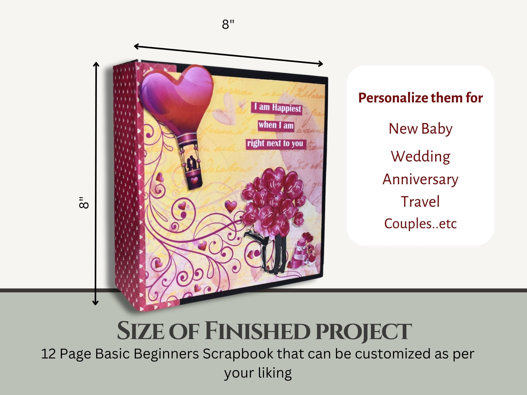 CrafTreat Scrapbook Blanks - Basic 8x8 - Black Color
