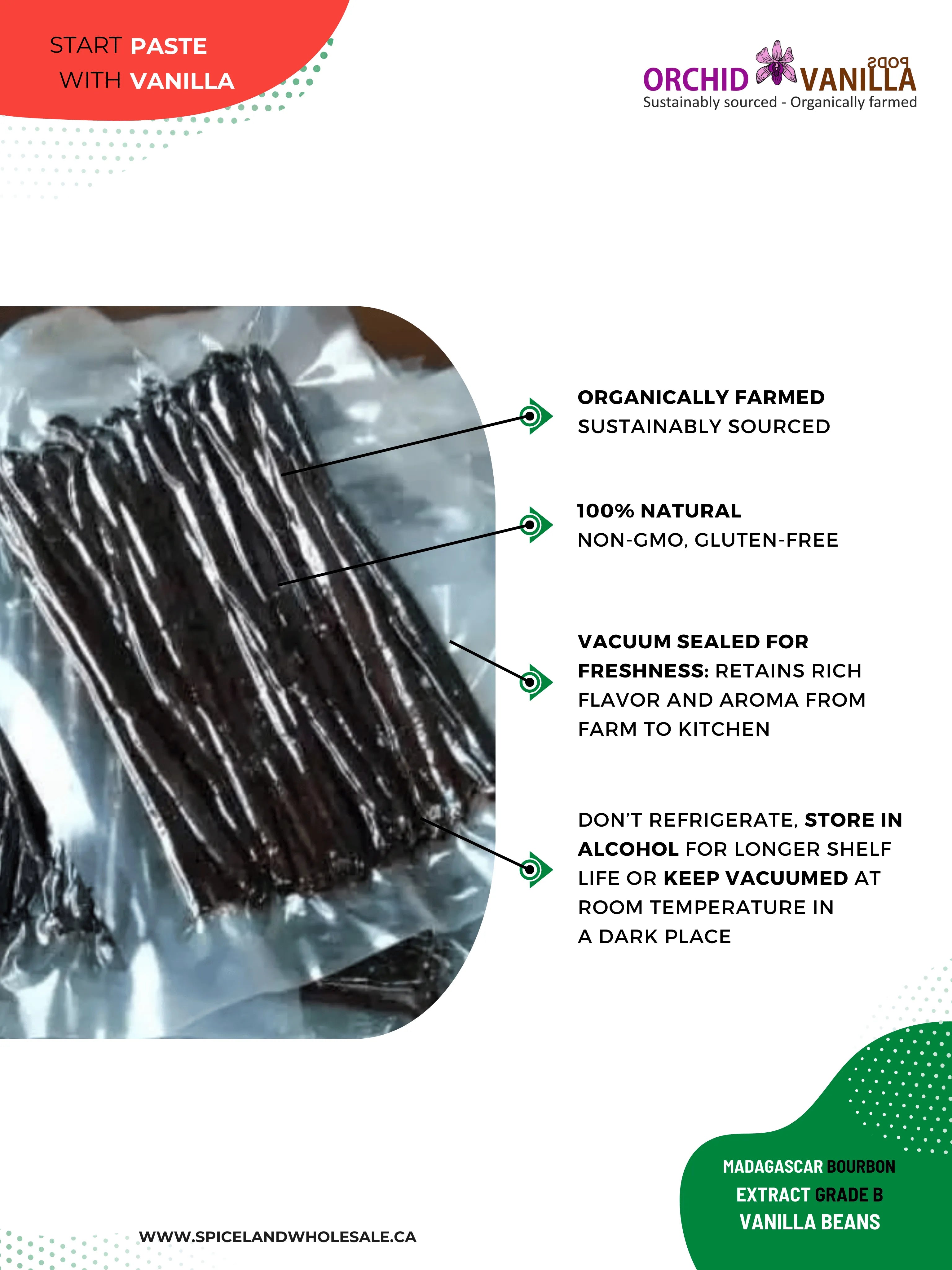 Madagascar Bourbon Extract Vanilla Beans Grade-B <br>For Extract Making<BR>By Pound