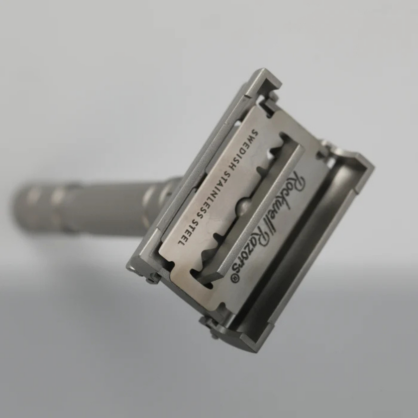 Rockwell T2 Adjustable Twist-To-Open Stainless Steel DE Safety Razor - Matte Silver