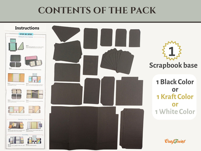 CrafTreat Scrapbook Blank Precut Album Base - Gate Fold Folio - White