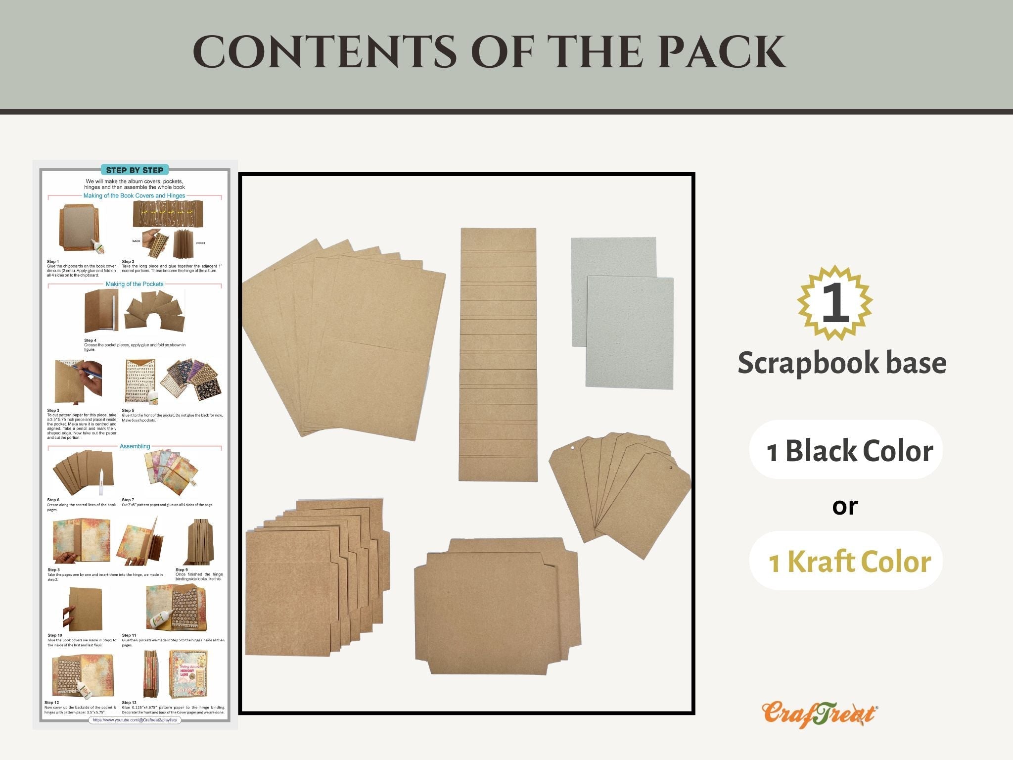CrafTreat Scrapbook Blanks - Accordion Hinge Book DIY - Black