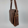 Premium Genuine Leather Messenger Bag. Distressed Brown Crossbody with Multiple Zippered Pockets