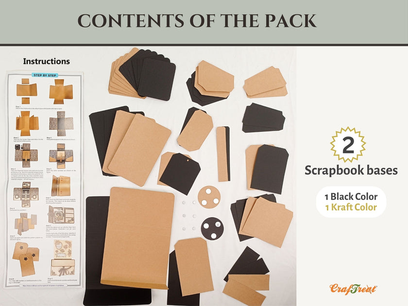 CrafTreat Scrapbook Blanks - TriFold Folio Wallet - Black & Kraft Color