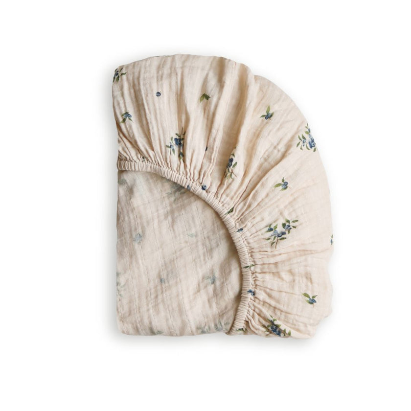 Organic Cotton Muslin Crib Fitted Sheets - Blueberry