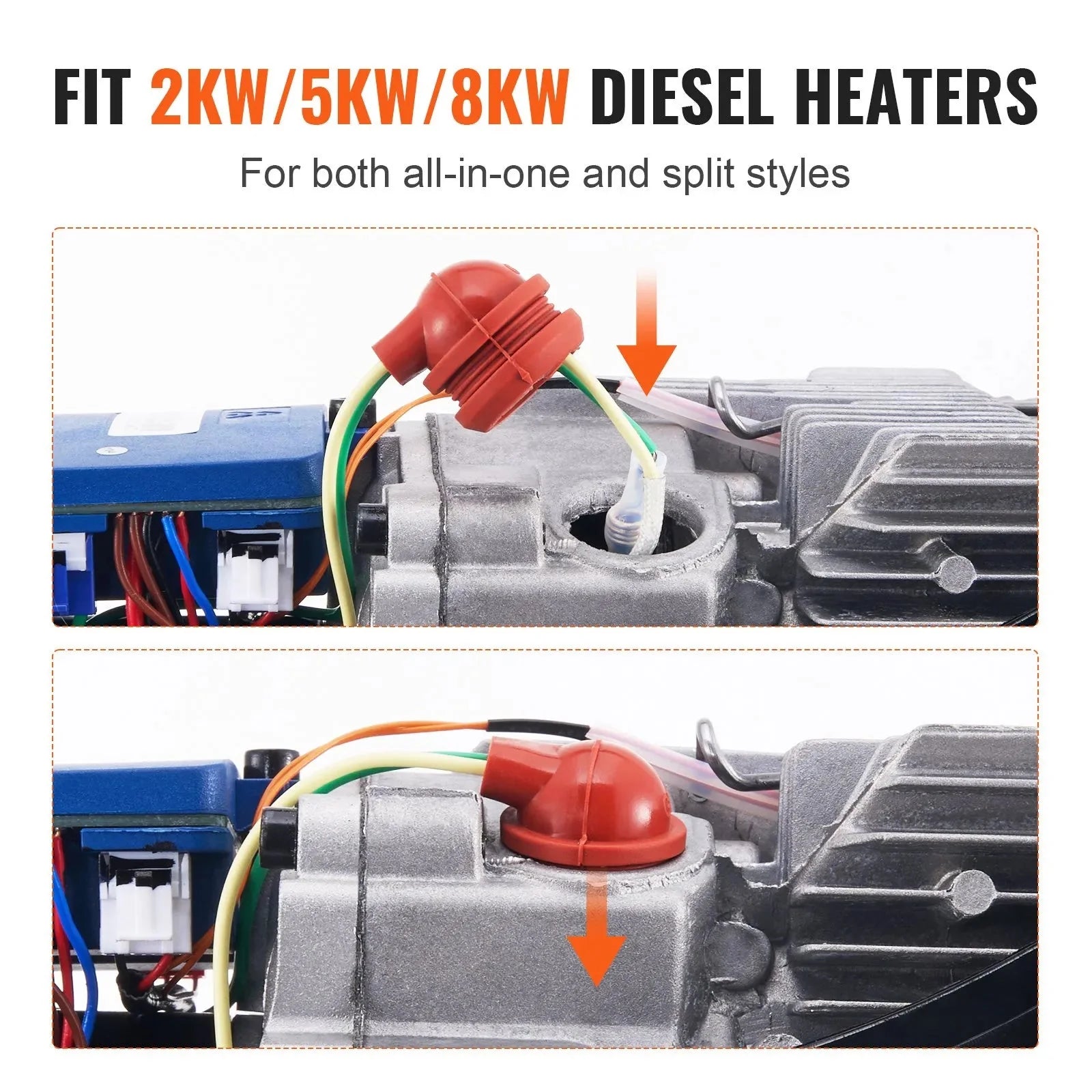 VEVOR Diesel Heater Glow Plug Kit, Ceramic Glow Plug Repair Kit with Removal Fitting Tool, Diesel Heater Rebuild Kit for 2KW/5KW/8KW Air Diesel Parking Heater Replacement