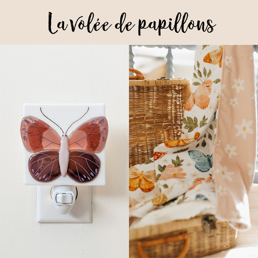 Night Light - The flock of butterflies - purple - Veille sur toi