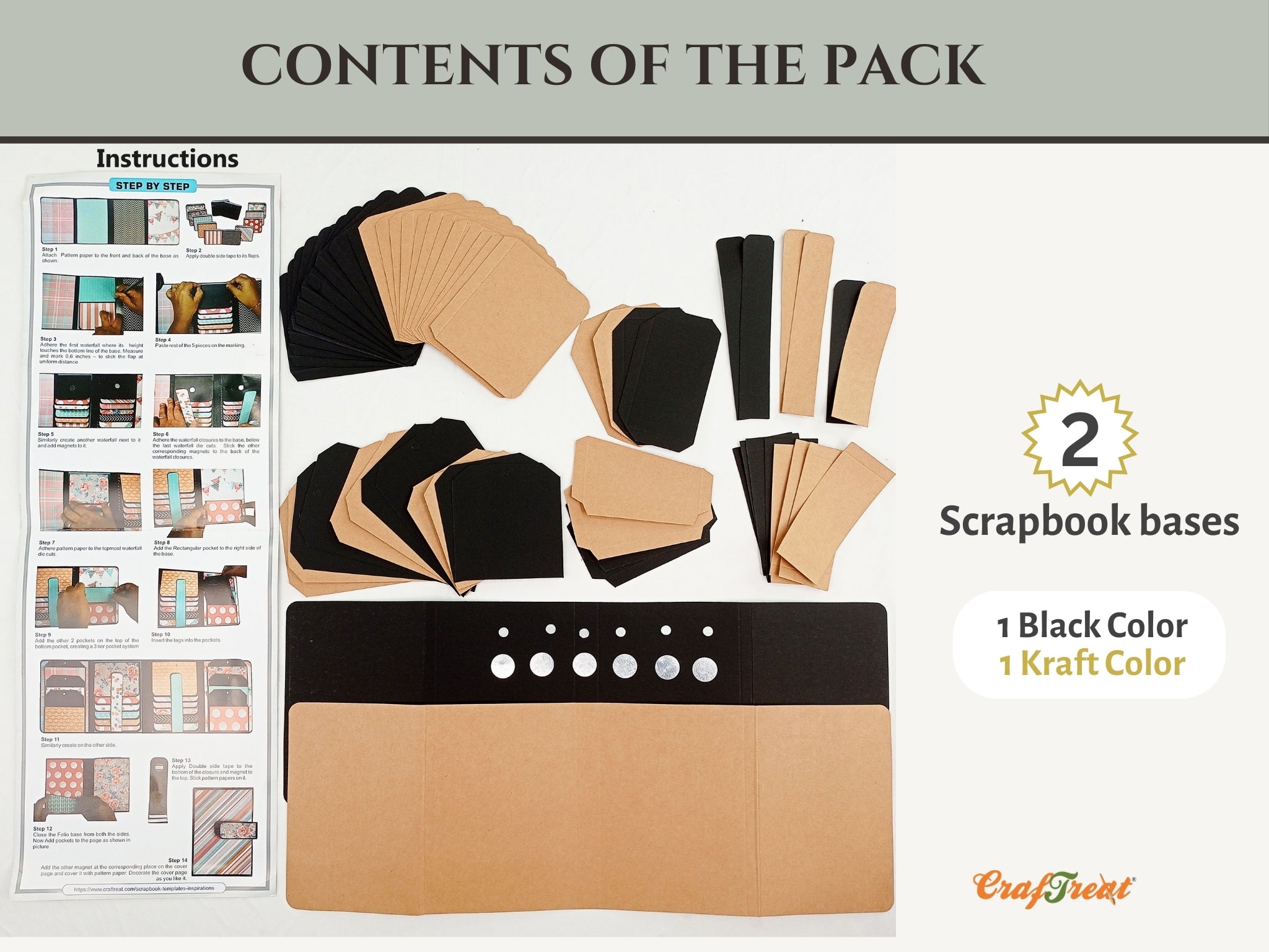 CrafTreat Scrapbook Blanks - Double Folio - Black & Kraft Color