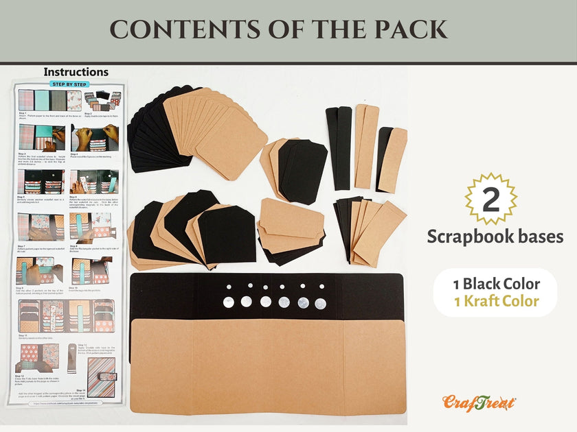 CrafTreat Scrapbook Blanks - Double Folio - Black & Kraft Color