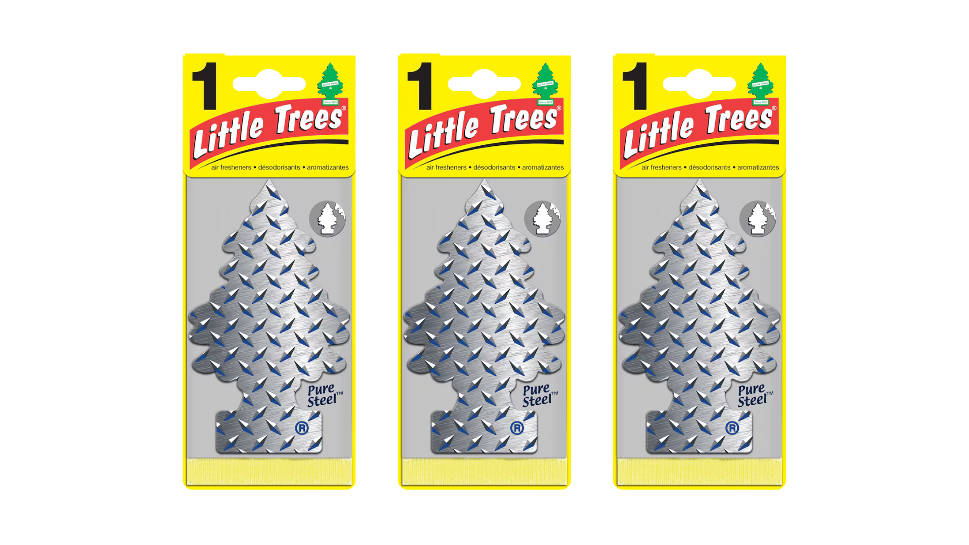 Little Trees Car Air Freshener Pure Steel (Bundle of 3)
