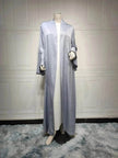 Abaya two piece set Elegant Satin  Plain Color Abaya Kimono Open front Abaya Dubai Abaya wear for Middle East Women
