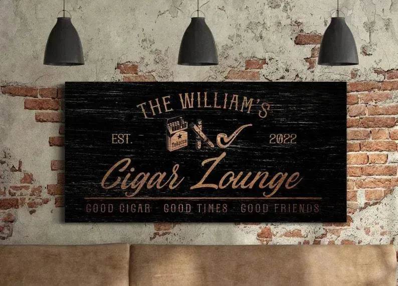 Personalized Farmhouse Wall Art for Cigar rooms, Bars and Lounges