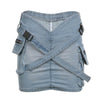 Cross School Bag Buckle V-shaped Waist Workwear Denim Mini  Cargo Skirt