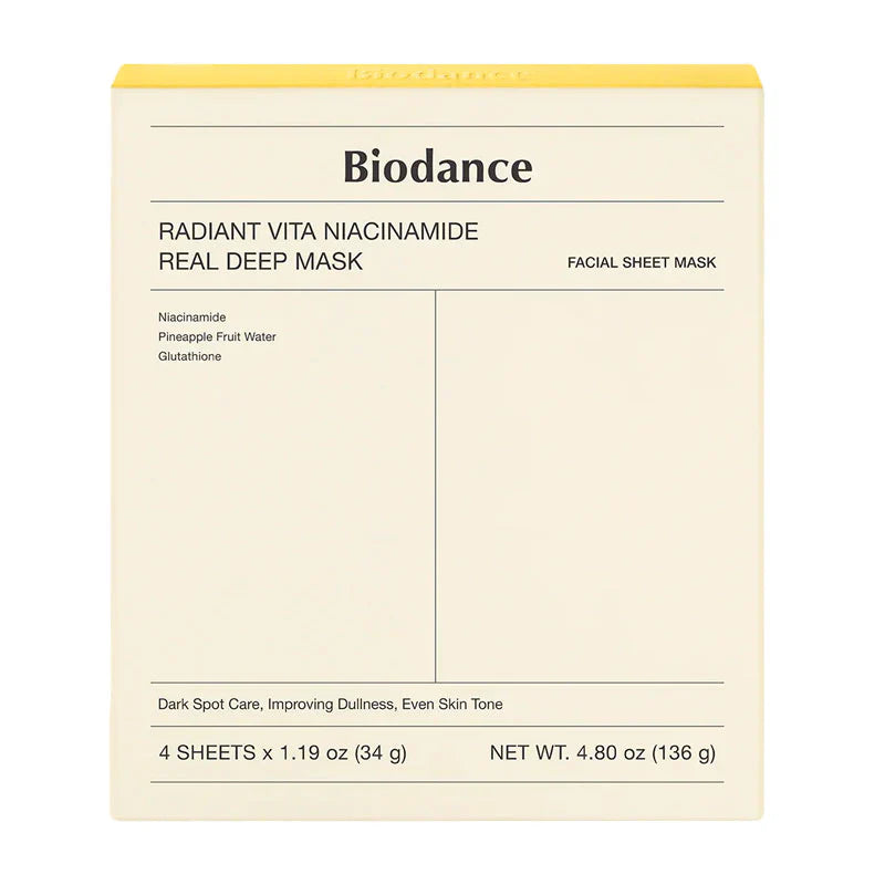 Biodance Radiant Vita Niacinamide Real Deep Mask 34g - 1 BOX 4PCS