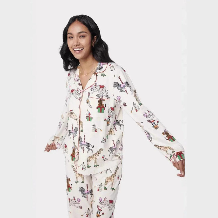Christmas Printed Long-sleeved Trousers Autumn Ladies Home Leisure Suit