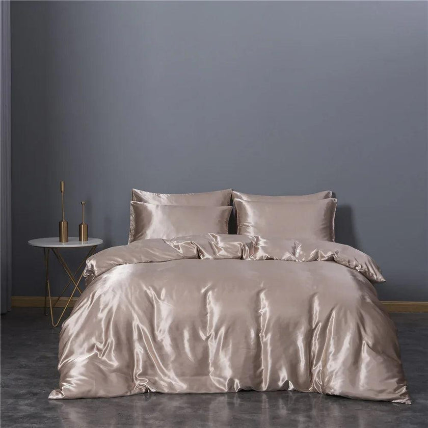 Solid Colour Sanding Washed Cotton Four-piece Duvet Cover Bed Set