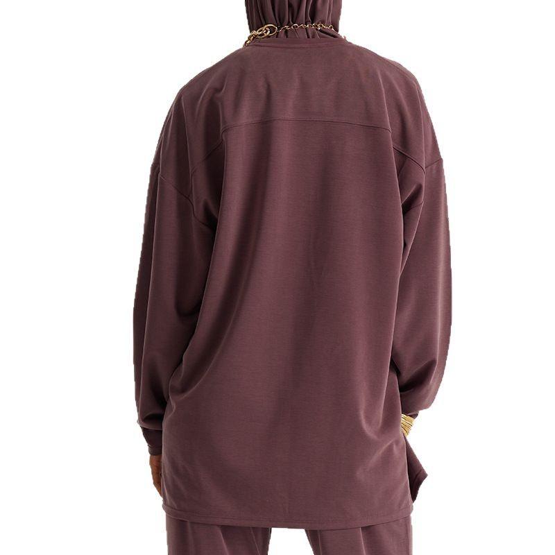 Middle Eastern Muslim Women's Loose Outerwear Long Sleeve Pants Suit