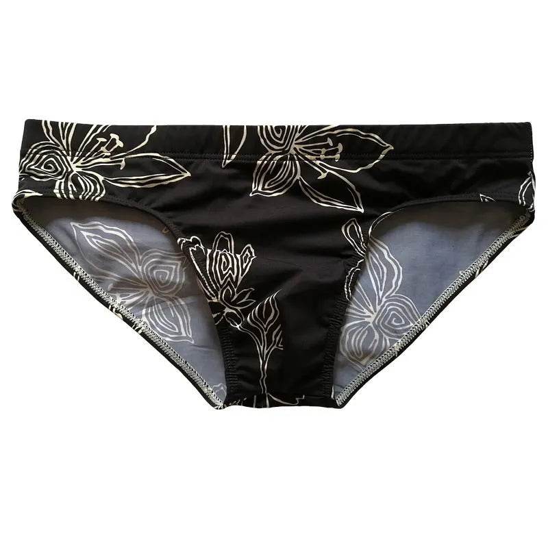 Simple Floral Printed Men's Underwear Swimming Trunks Briefs