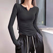 Long Sleeve V-neck Gym t-shirt for Women Athleisure top