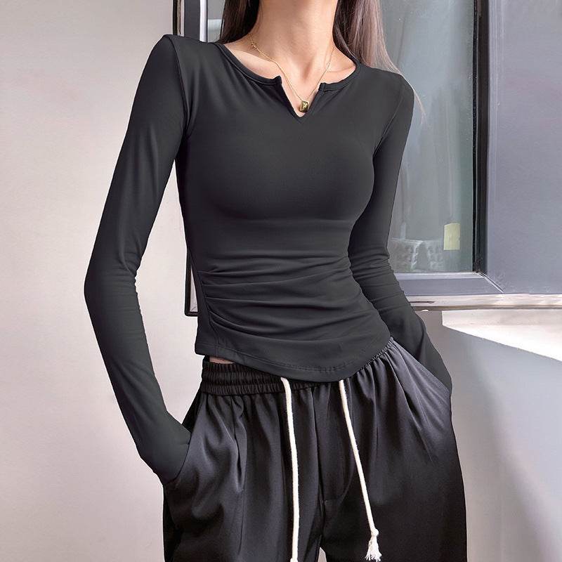 Long Sleeve V-neck Gym t-shirt for Women Athleisure top