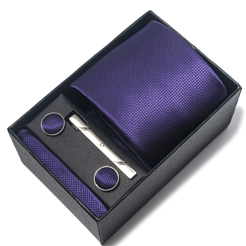 Men's Jacquard Woven Formal Tie Set – Rayon Arrow Necktie with Handkerchief, Tie Clip & Cufflinks | Canada & USA