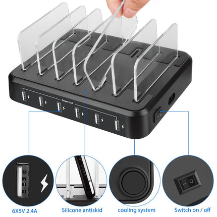 6-Port 60W USB Charging Station