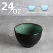 Creative Western Food  Kiln Change Peacock Green Bowl Pant 24oz Bowl Set Of 4 For Cereal, Salad, Pasta, Soup, Dessert, Serving Dishwasher, Microwave And Oven