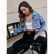 Denim Jacket For Women Loose Fit Raglan Sleeve Blue