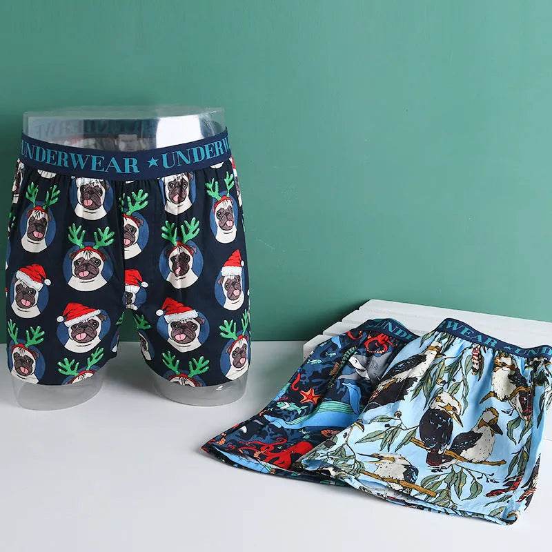 Cartoon Printed Cotton Men's Underwear Loose Boxer Short Breathable