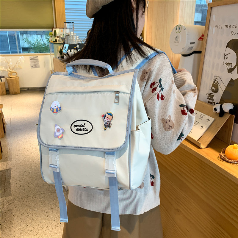 Japanese Style High School Girls Backpack – JK Fashion Nylon Waterproof School Bag (Black, White, Light Blue)