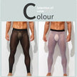 Men's Ultra thin Ice Silk Long John Skinny Flesh Nude Reflective Slim Leggings