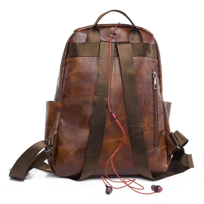 Portable Fashion Simple And Lightweight High School Leather Backpack