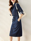 Handsome Retro Denim Waist-tight Dress