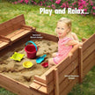 Play22 - Large Wooden Kids Sandbox with Lid