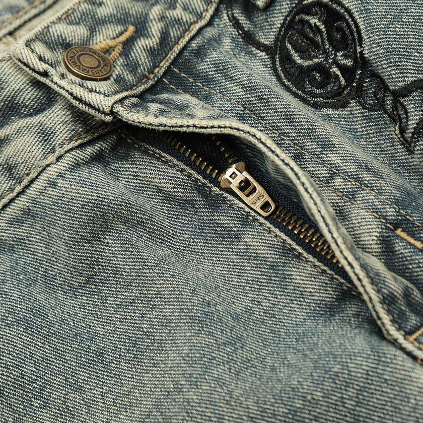 Hole Denim Men Trousers Heavy Industry Washing Jeans