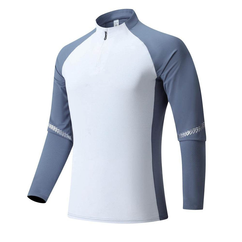 Mock Neck Half Zip  Workout top for Men Long Sleeve exercise top
