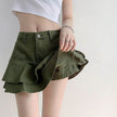 Women's White High Waist flared Mini  Denim Skirt golf skirt