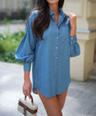 Classy Button Long Sleeve Simple Blouse Shirt   women shirt dress