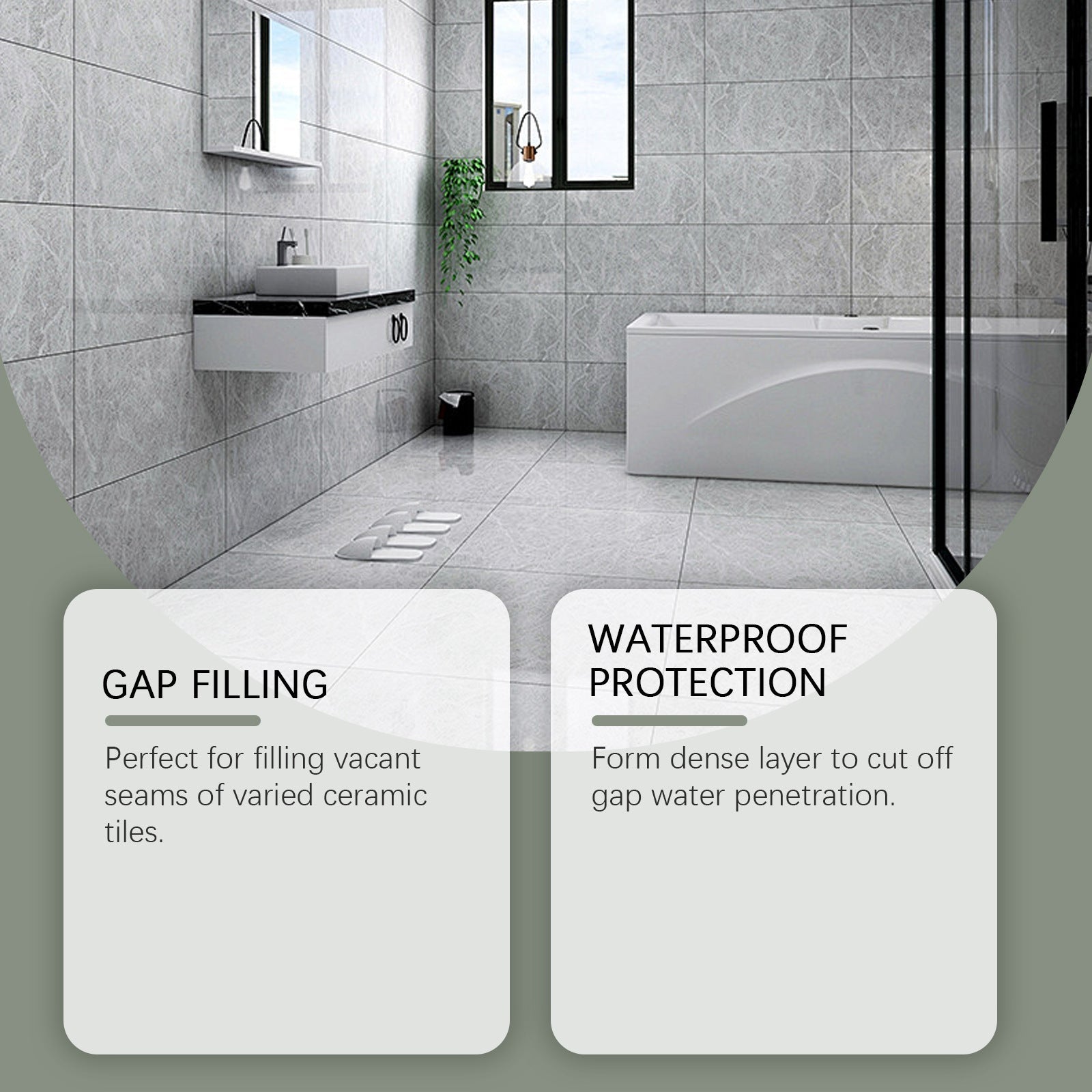 White Tile Grout — Waterproof Kitchen & Bathroom Gap Repair Sealer with Scraper (100g Kit)