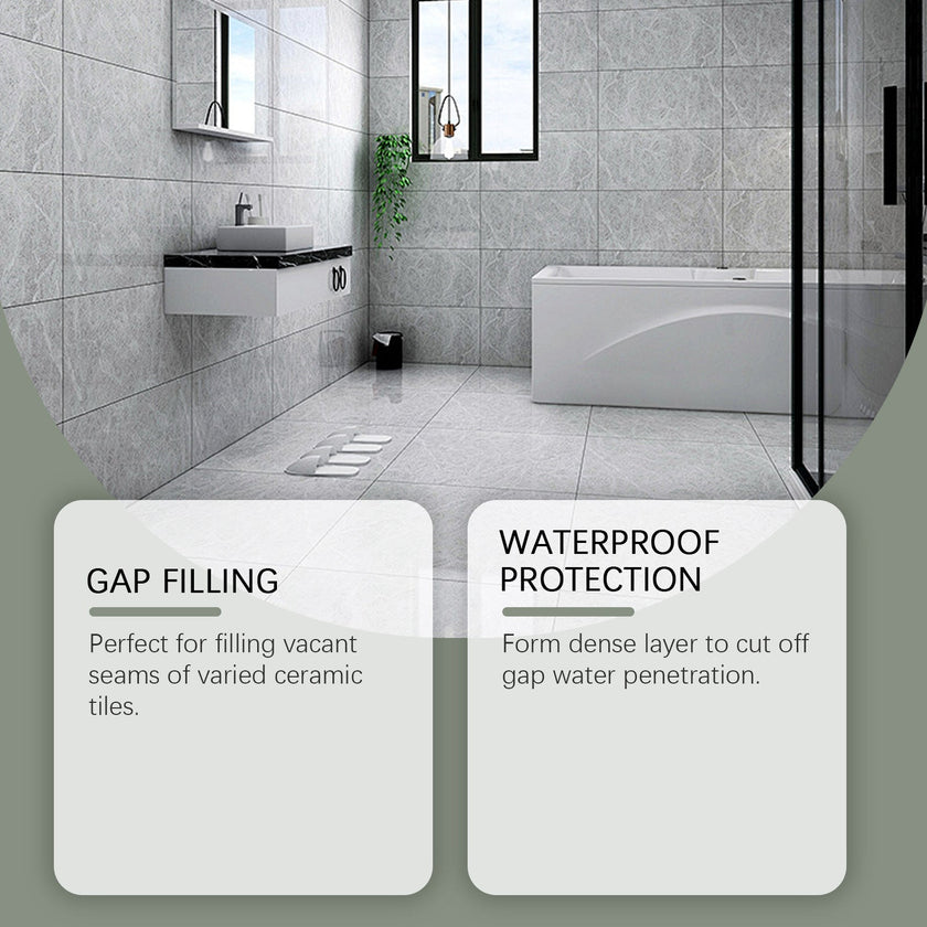 White Tile Grout — Waterproof Kitchen & Bathroom Gap Repair Sealer with Scraper (100g Kit)