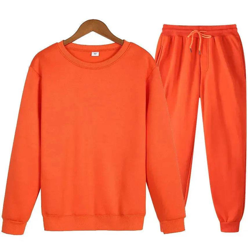 Autumn Winter  street fashion Plain Crew neck Sweatsuit for men