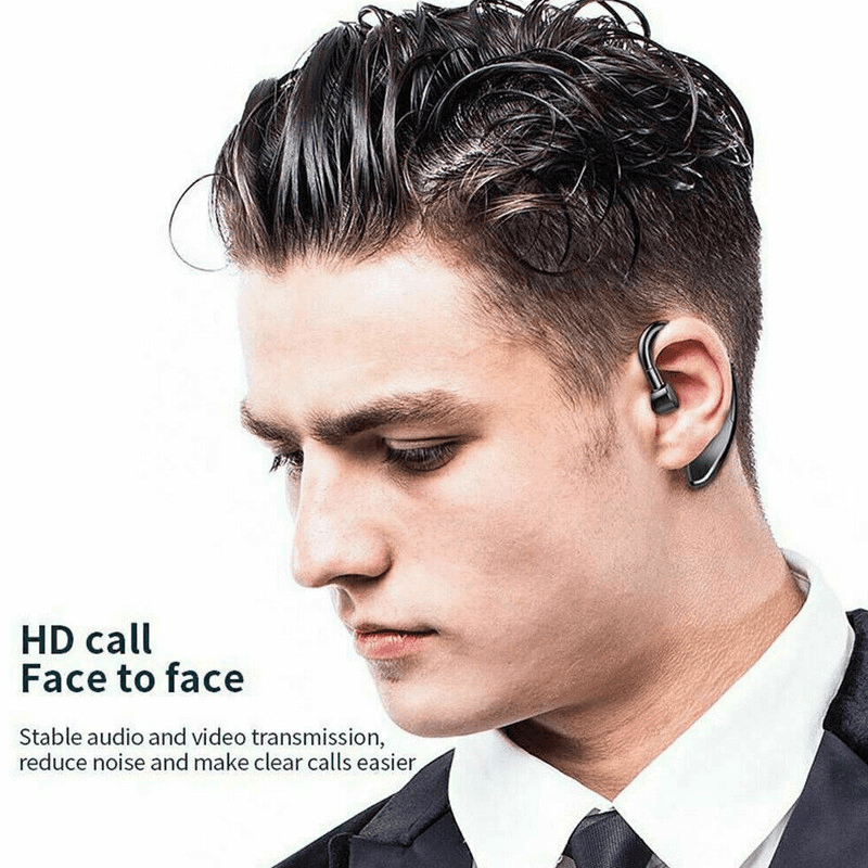Bluetooth 5.0 Wireless Earpiece Trucker Headset Single Ear Noise Cancelling Driving