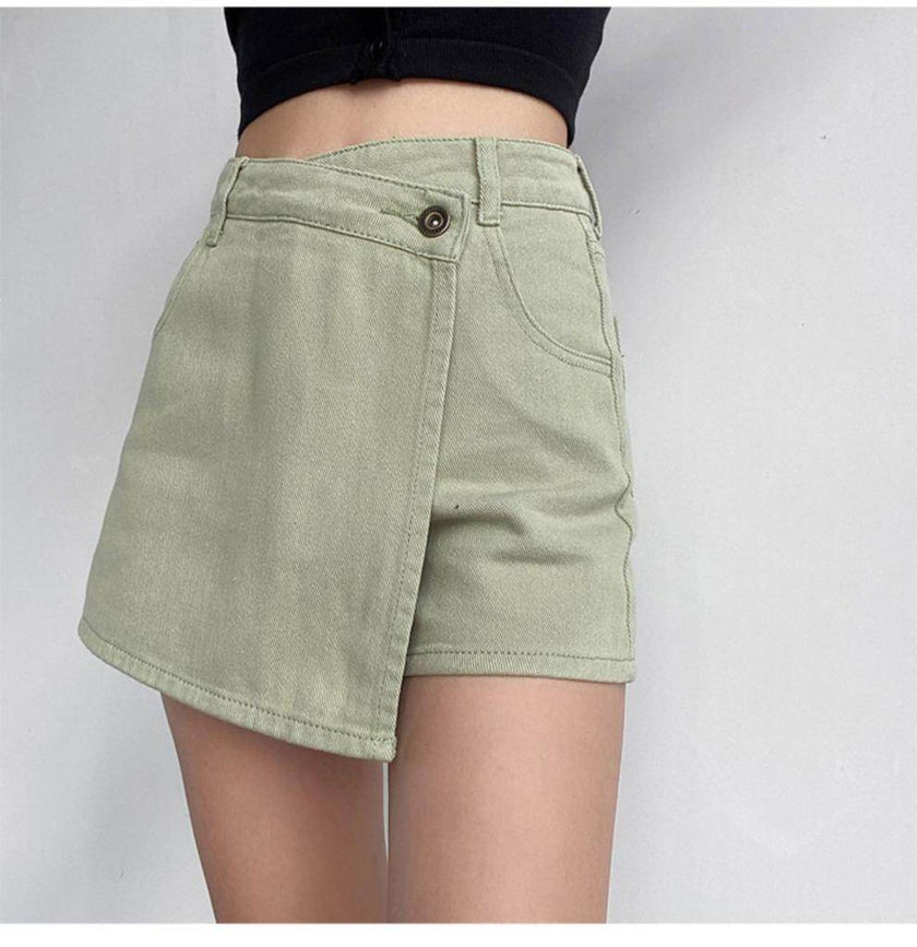 Elegant Anti-exposure Irregular Mini Denim Skirt
