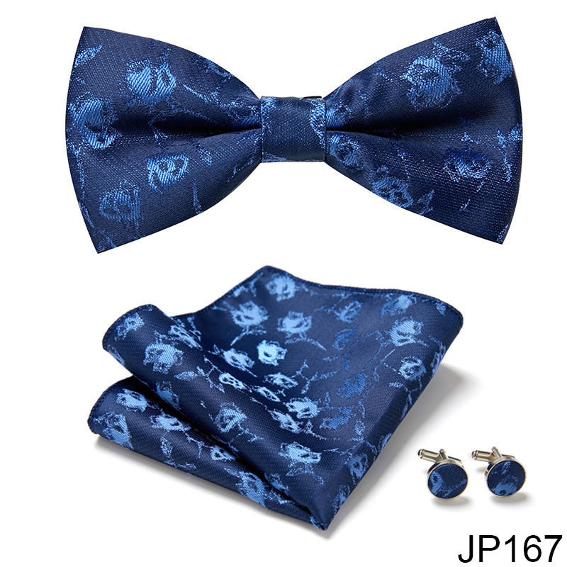 Men's Jacquard Bow Tie Set – Bow Tie, Pocket Square & Cufflinks | 36 Colors | Canada & USA