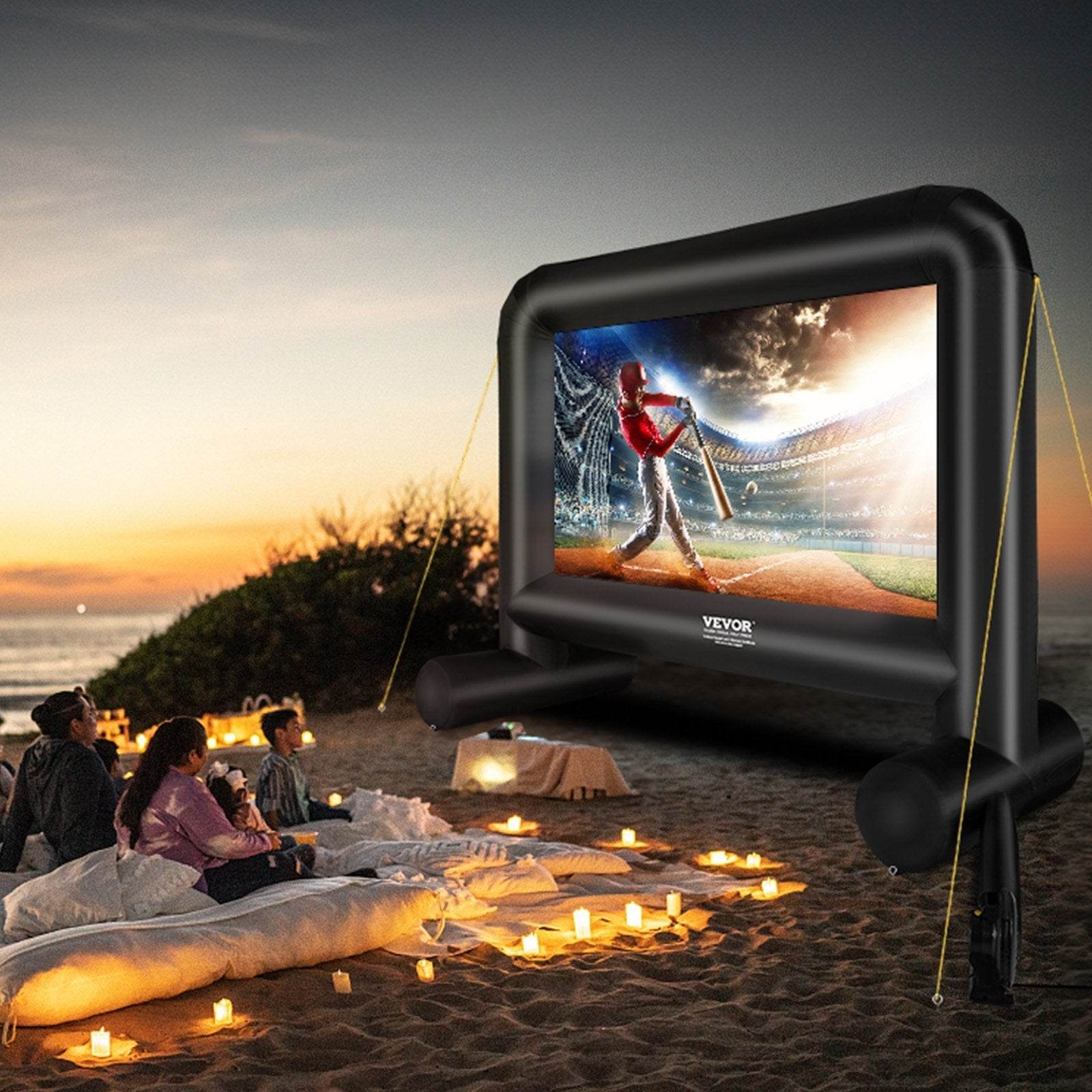 Inflatable Movie Screen, 16 FT Inflatable Projector Screen For Outside With Blower And Carrying Bag, Front Rear Projection, Oxford Fabric Blow Up Screen For Outdoor Parties Backyard Movie Nig