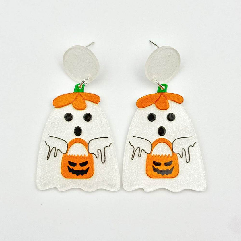 Halloween Day Ornament Colorful Ghost Eyes Funny Acrylic Earrings For Women