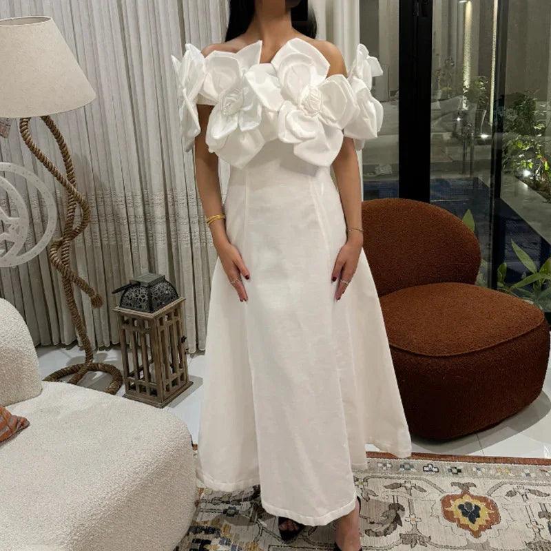 Fashion Heavy Industry Women's Three-dimensional Flower Design Dress